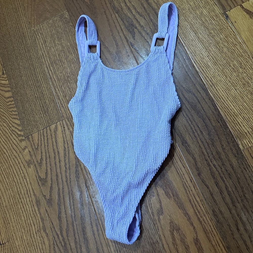 ! NWOT Aerie Lilac Purple Y2K Sexy One Piece Cheekiest Swimsuit Women Size XS